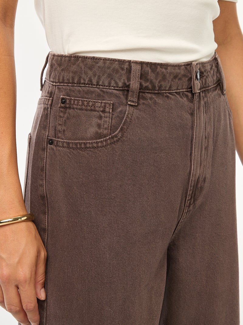 Jeans wide leg a vita alta Marrone - Kiabi