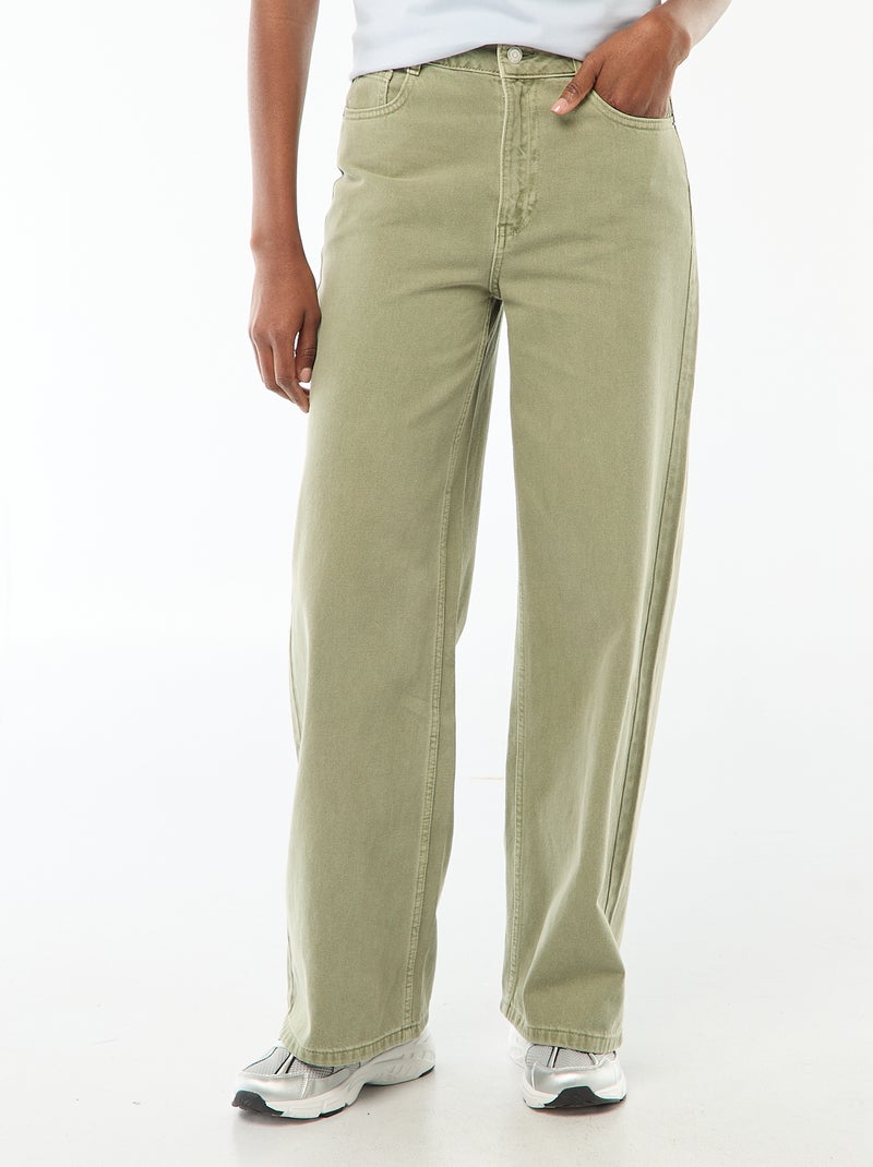 Jeans wide leg a vita alta Verde - Kiabi