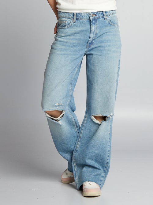 Jeans wide leg con abrasioni - Kiabi