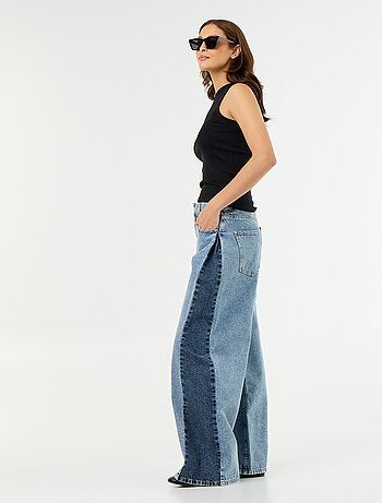 Jeans wide leg con contrasto sui lati