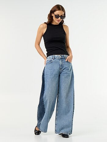 Jeans wide leg con contrasto sui lati
