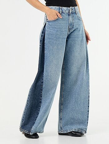 Jeans wide leg con contrasto sui lati