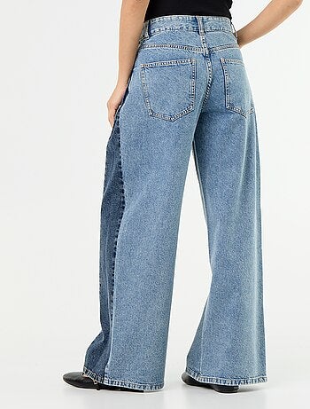 Jeans wide leg con contrasto sui lati