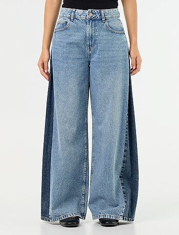 Jeans wide leg con contrasto sui lati