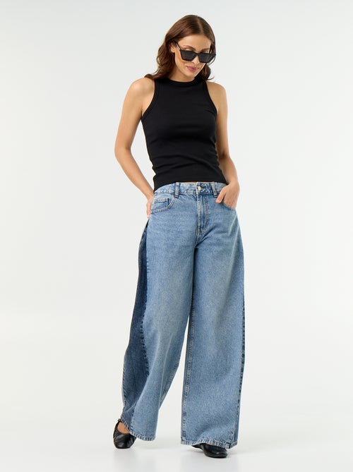 Jeans wide leg con contrasto sui lati - Kiabi Jeans wide leg con contrasto sui lati - Kiabi