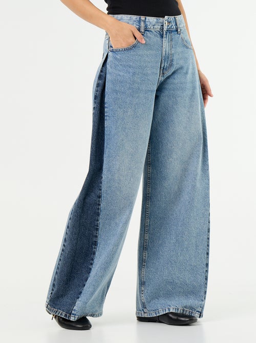Jeans wide leg con contrasto sui lati - Kiabi Jeans wide leg con contrasto sui lati - Kiabi