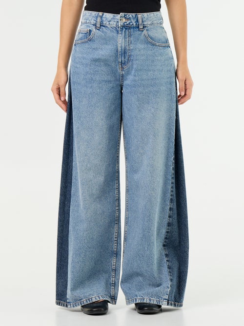 Jeans wide leg con contrasto sui lati - Kiabi Jeans wide leg con contrasto sui lati - Kiabi
