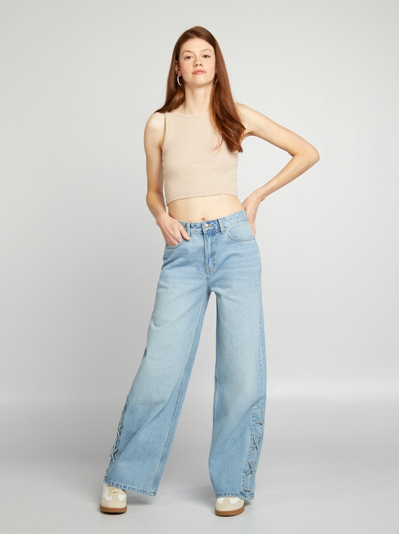 Jeans wide leg con lacci BLU - Kiabi