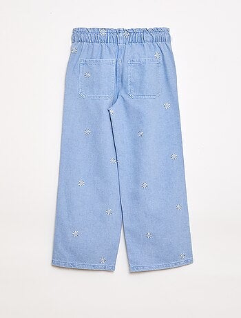 Jeans wide leg con motivo ricamato