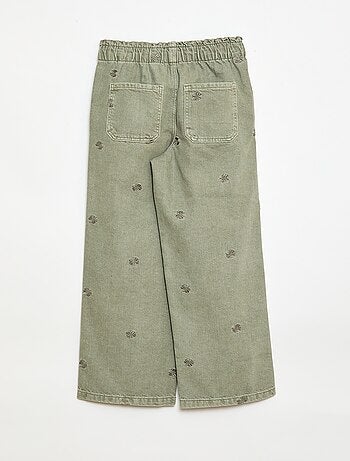 Jeans wide leg con motivo ricamato