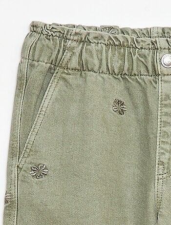 Jeans wide leg con motivo ricamato