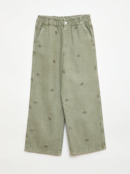 Jeans wide leg con motivo ricamato - Kiabi