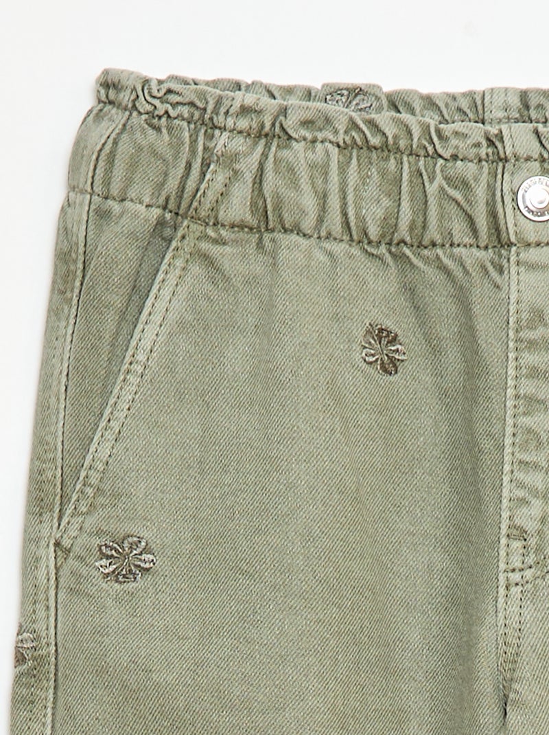 Jeans wide leg con motivo ricamato Kaki - Kiabi