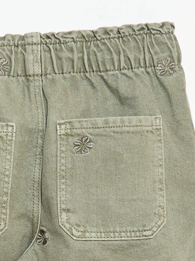 Jeans wide leg con motivo ricamato Kaki - Kiabi
