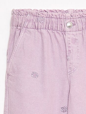 Jeans wide leg con motivo ricamato