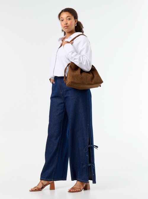 Jeans wide leg con nodi fantasia sui lati - Kiabi Jeans wide leg con nodi fantasia sui lati - Kiabi