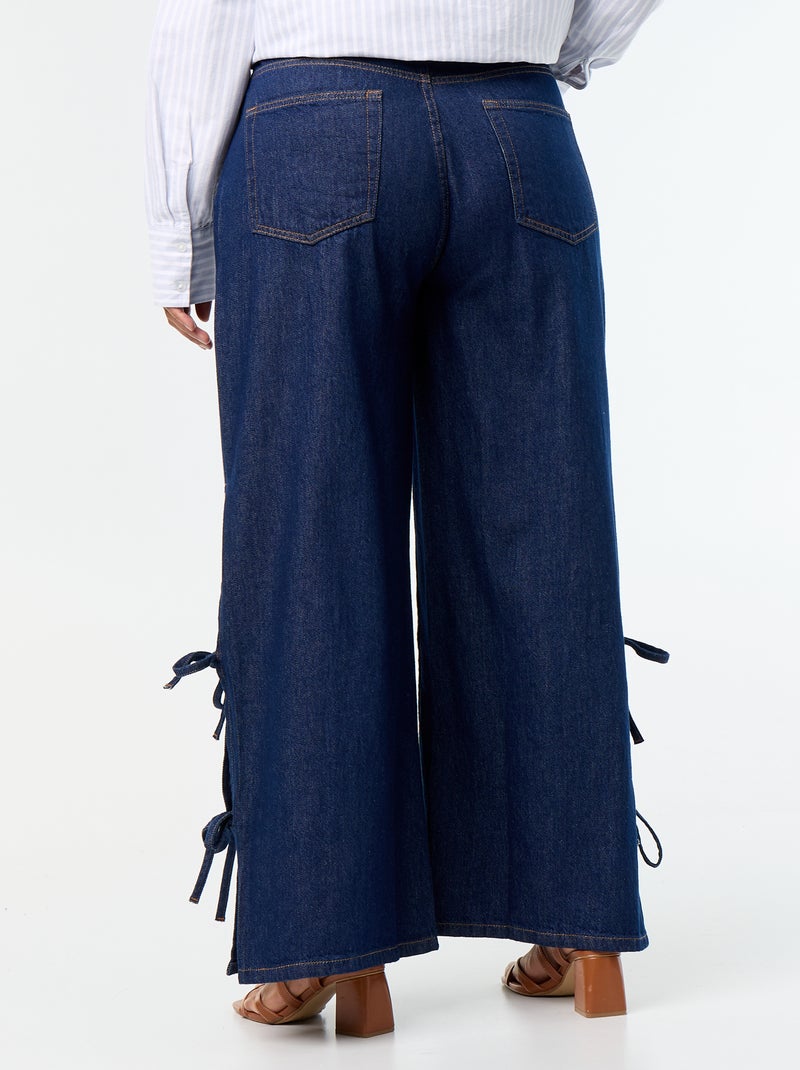 Jeans wide leg con nodi fantasia sui lati Blu - Kiabi
