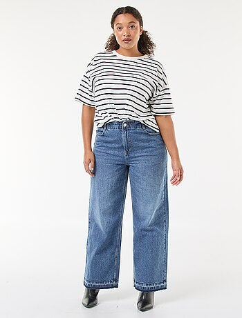 Jeans wide leg con orli a vivo