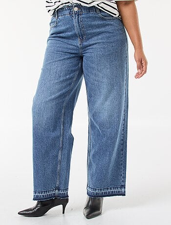 Jeans wide leg con orli a vivo