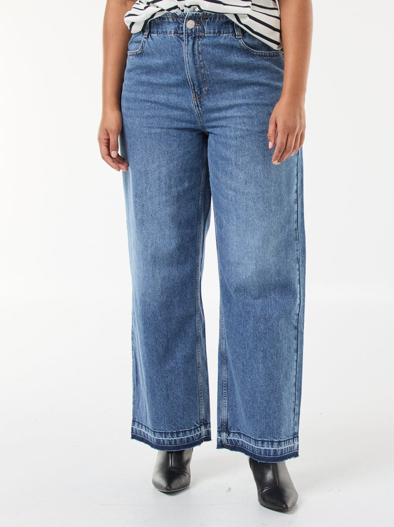 Jeans wide leg con orli a vivo Blu - Kiabi