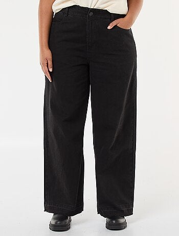 Jeans wide leg con orli a vivo