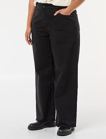 Jeans wide leg con orli a vivo