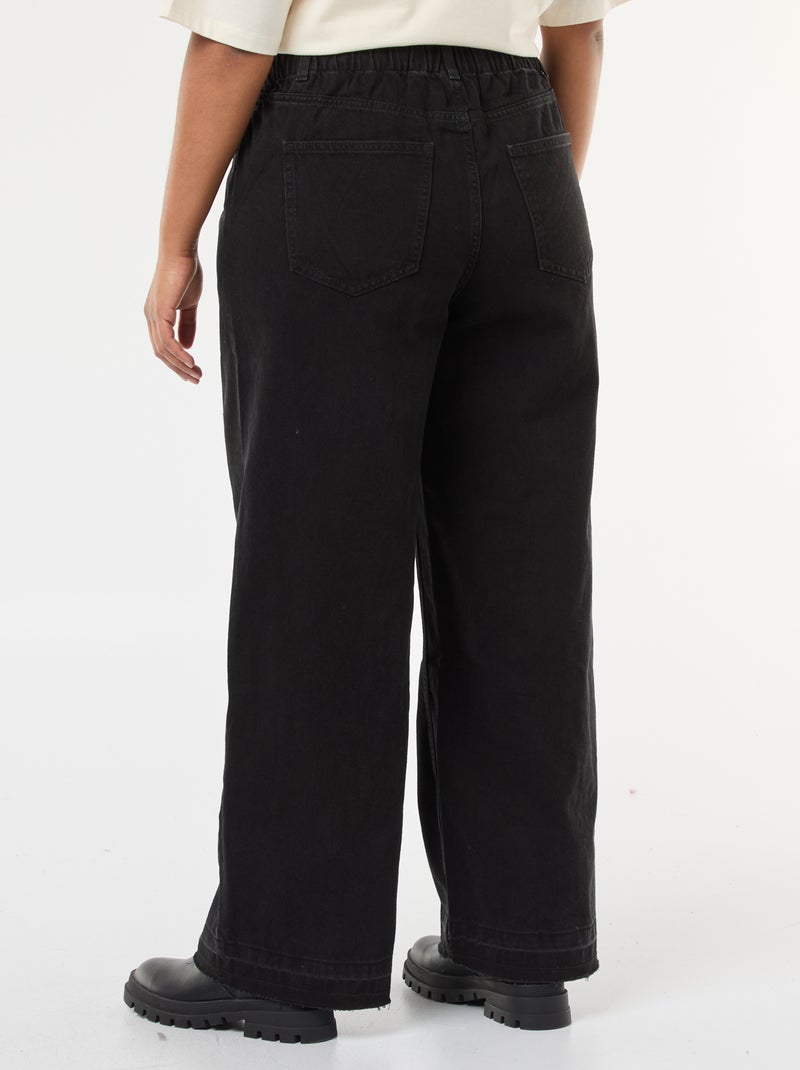 Jeans wide leg con orli a vivo Nero - Kiabi