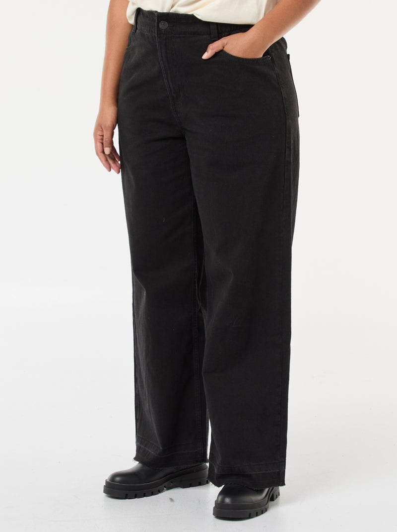 Jeans wide leg con orli a vivo Nero - Kiabi