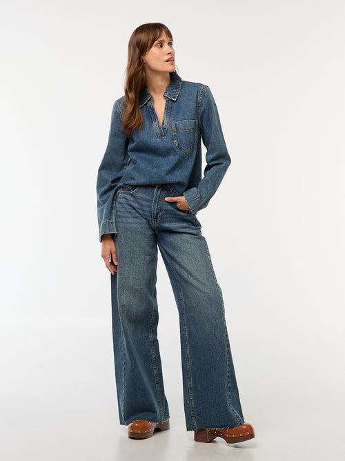 Jeans wide leg con orlo sfrangiato - Kiabi