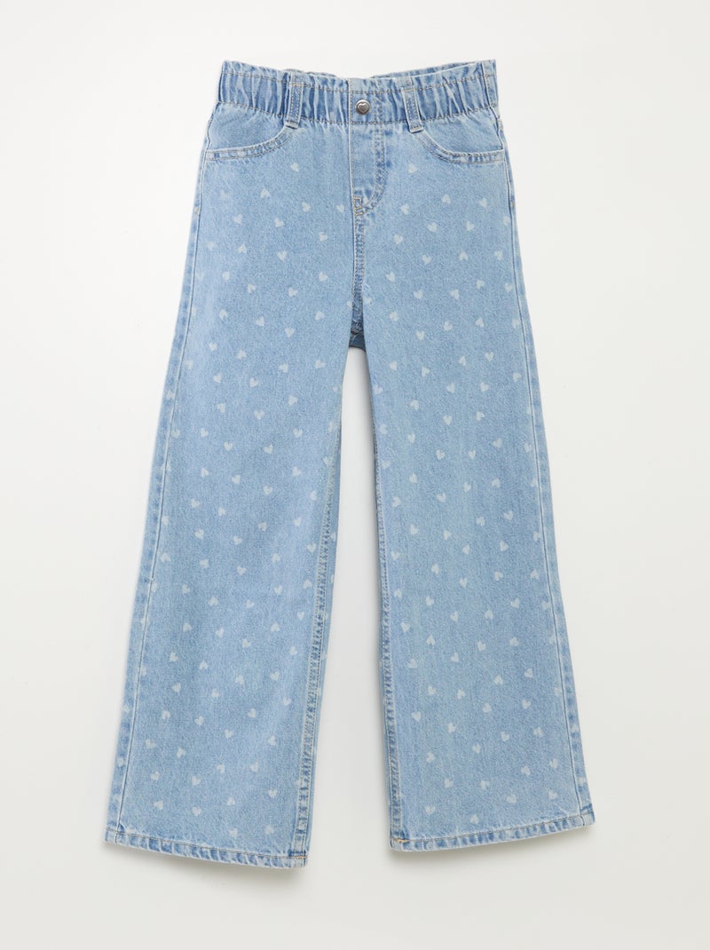 Jeans wide leg con ricami a cuori BLU - Kiabi