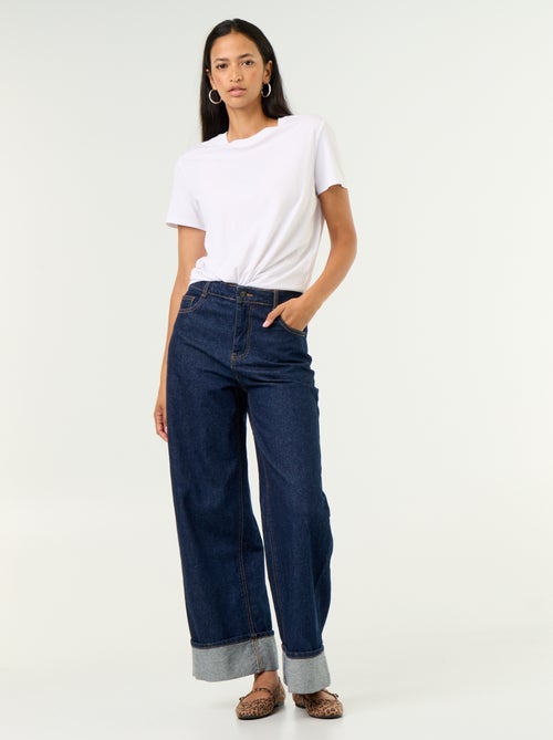 Jeans wide leg con risvolto all'orlo - Kiabi Jeans wide leg con risvolto all'orlo - Kiabi