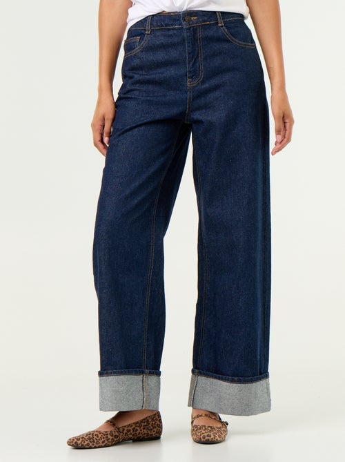 Jeans wide leg con risvolto all'orlo - Kiabi Jeans wide leg con risvolto all'orlo - Kiabi