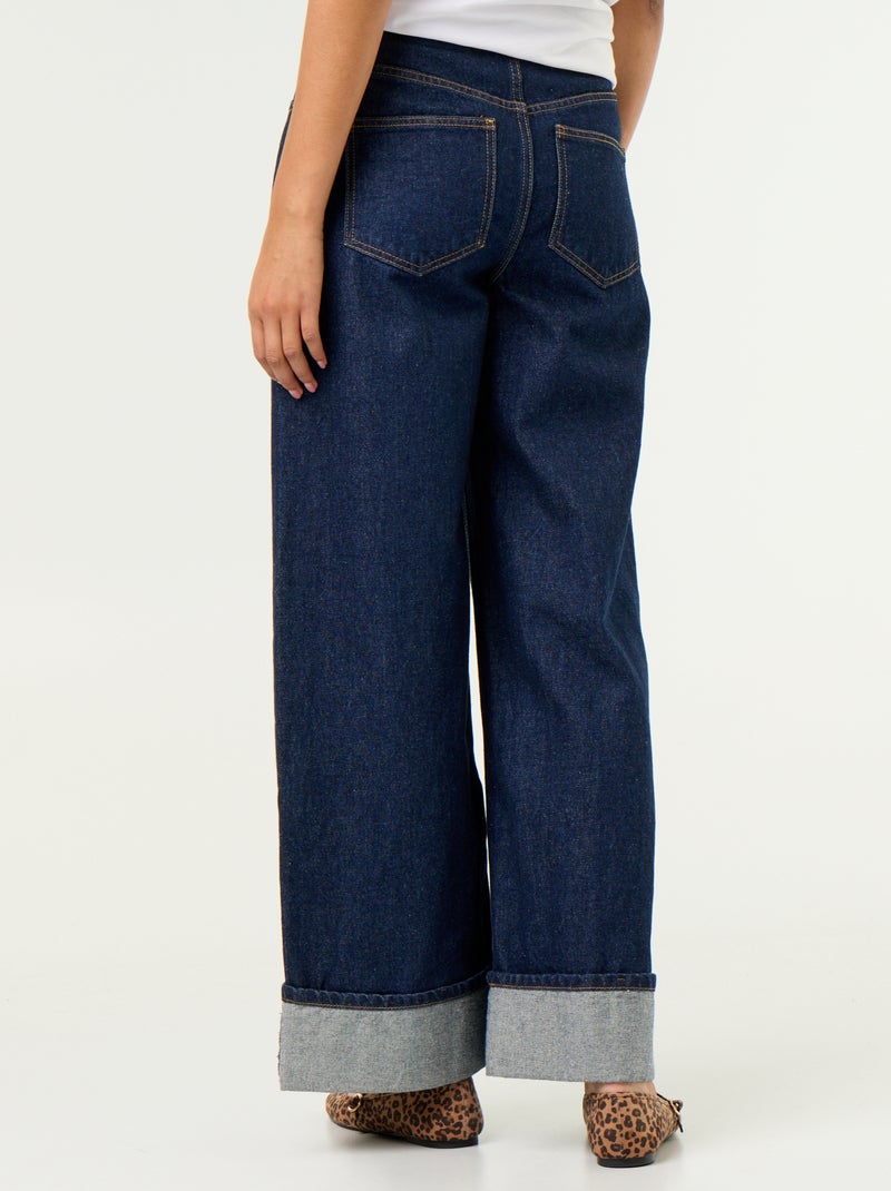 Jeans wide leg con risvolto all'orlo Blu - Kiabi