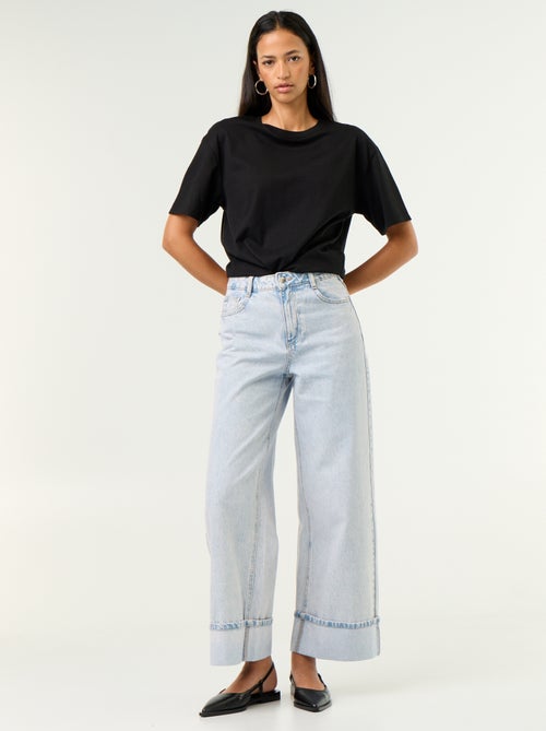 Jeans wide leg con risvolto all'orlo - Kiabi Jeans wide leg con risvolto all'orlo - Kiabi