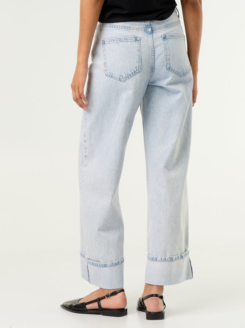 Jeans wide leg con risvolto all'orlo Blu - Kiabi