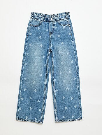 Jeans wide leg con stampa fantasia