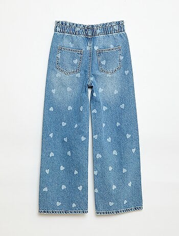 Jeans wide leg con stampa fantasia