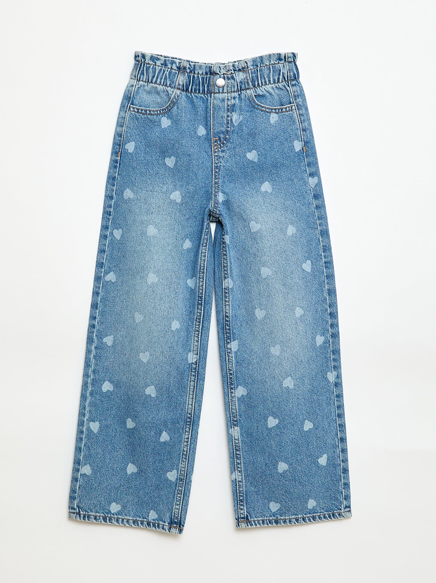 Jeans wide leg con stampa fantasia