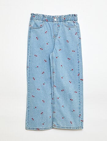 Jeans wide leg con stampa fantasia