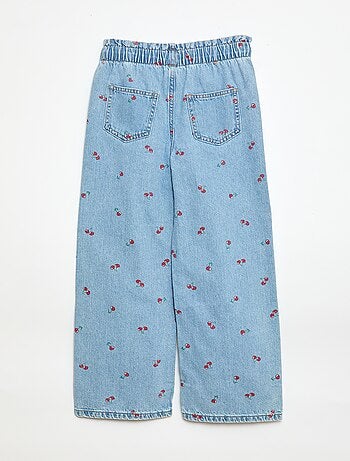 Jeans wide leg con stampa fantasia