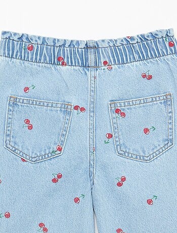 Jeans wide leg con stampa fantasia