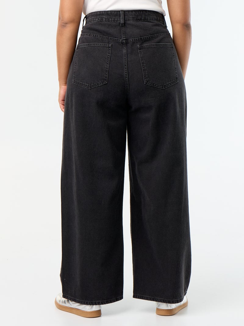 Jeans wide leg con tagli fantasia e borchie Nero - Kiabi