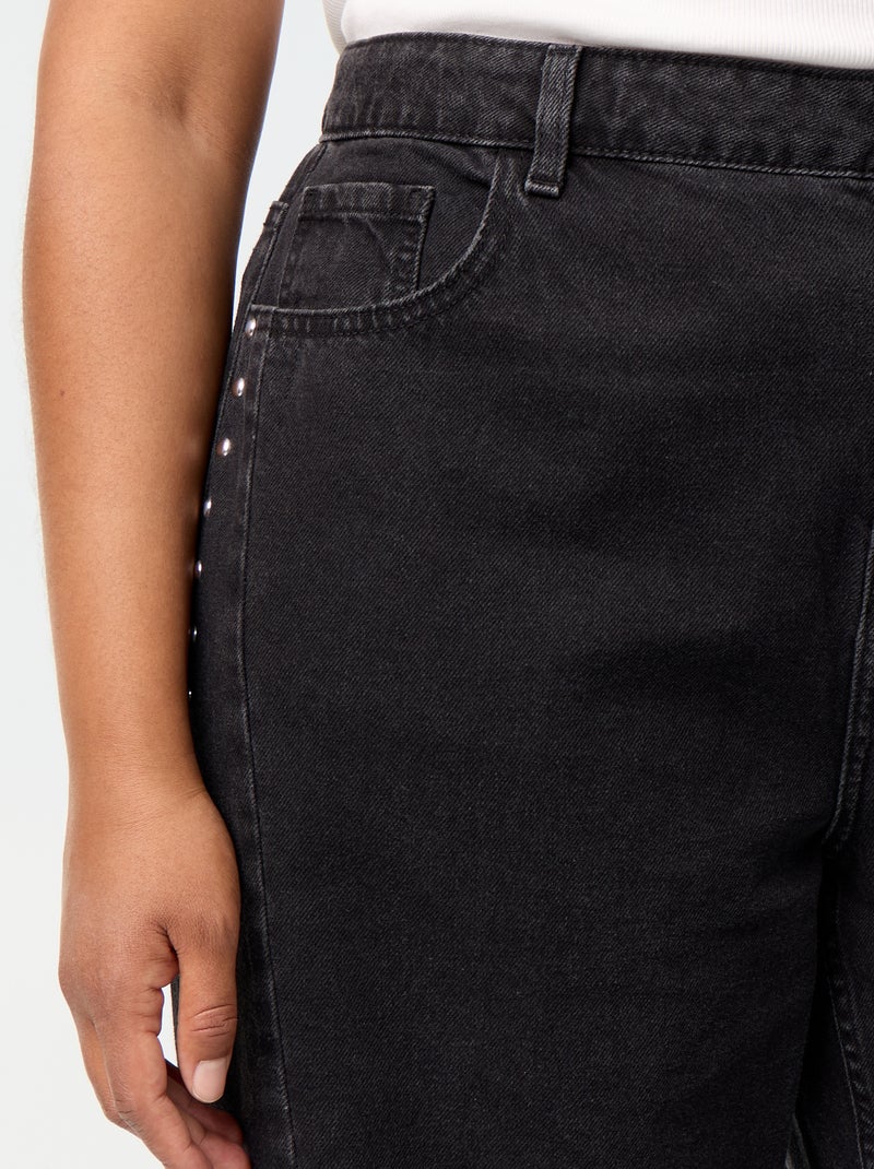 Jeans wide leg con tagli fantasia e borchie Nero - Kiabi
