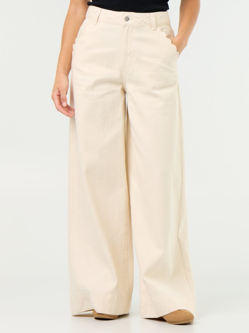 Jeans wide leg con tasche intagliate Bianco - Kiabi