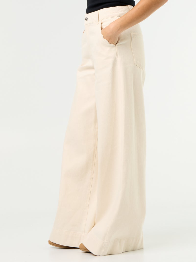 Jeans wide leg con tasche intagliate Bianco - Kiabi