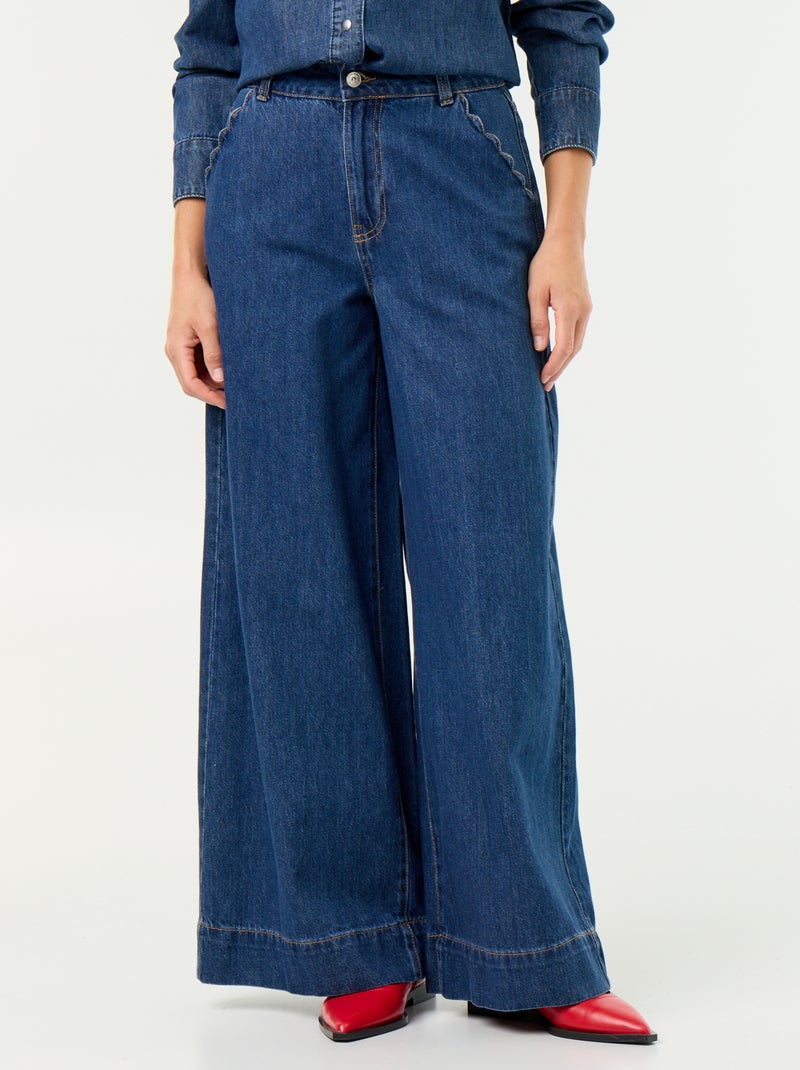 Jeans wide leg con tasche intagliate Blu - Kiabi