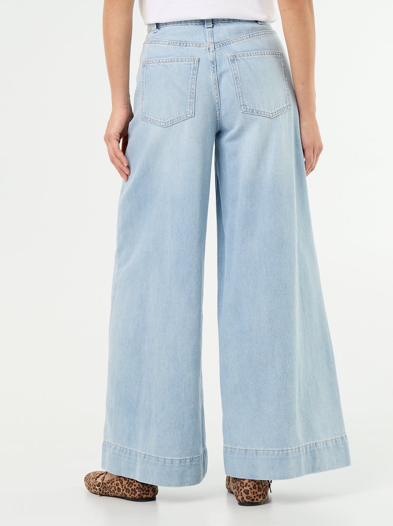 Jeans wide leg con tasche intagliate Blu - Kiabi