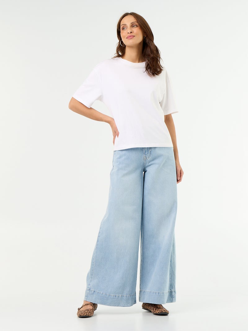 Jeans wide leg con tasche intagliate Blu - Kiabi