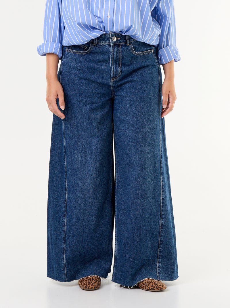 Jeans wide leg e con bordo a taglio vivo Blu - Kiabi