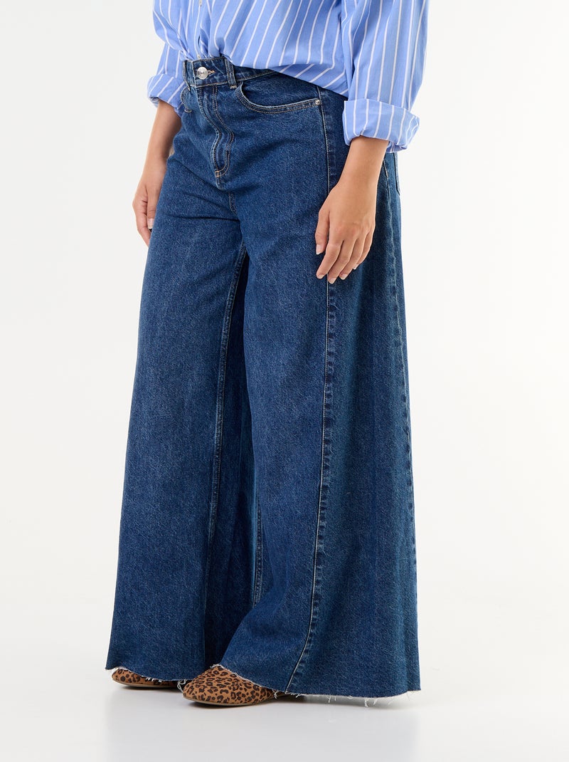 Jeans wide leg e con bordo a taglio vivo Blu - Kiabi